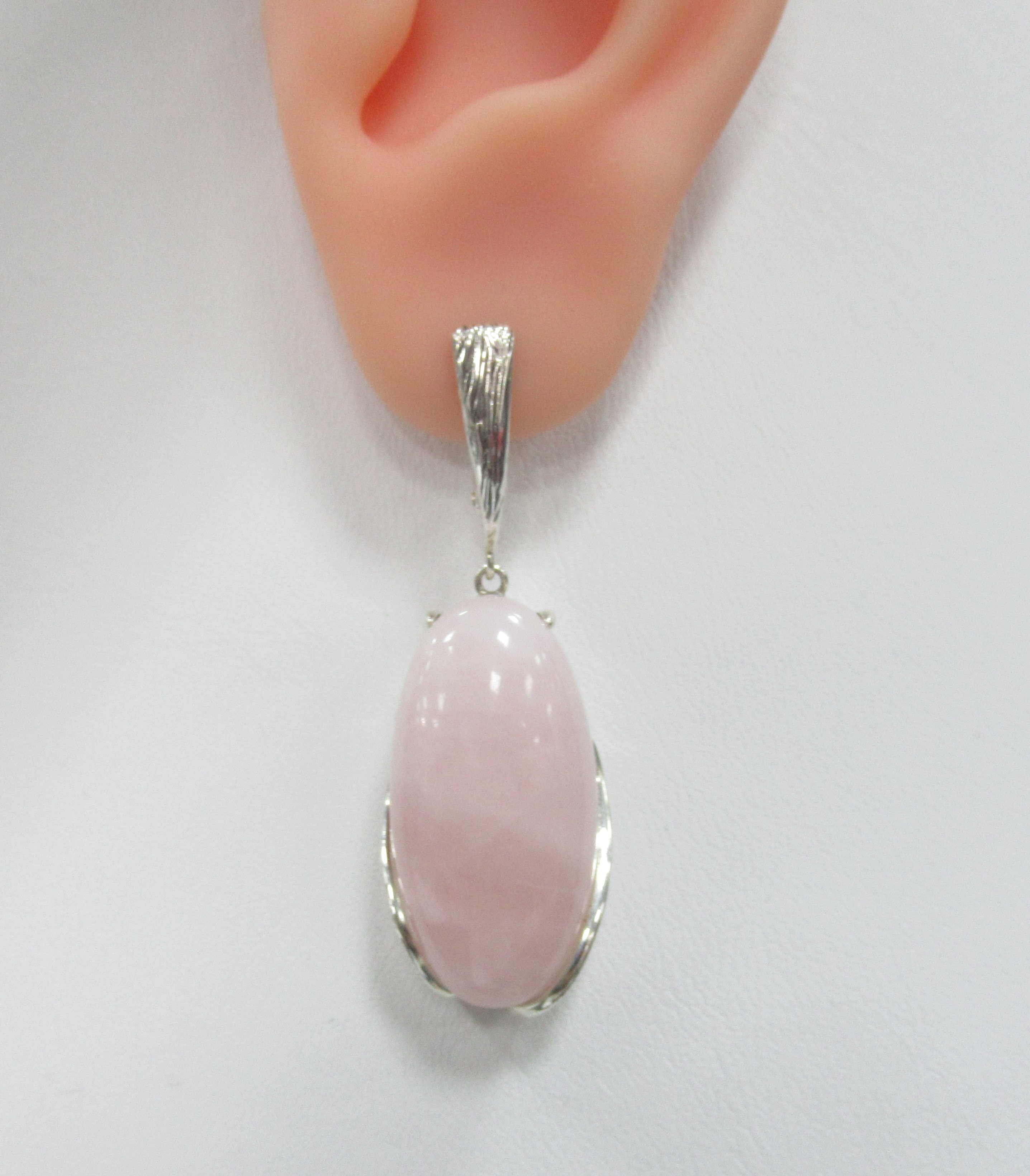 Серебряные серьги с розовым кварцем